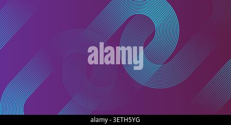 Creative digital illustration with smooth violet background, intertwined cyan lines forming artistic shapes, modern aesthetic for social media graphic Stock Vector