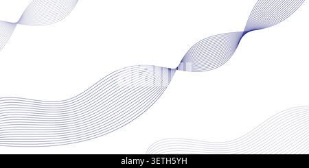 Dynamic flowing lines in subtle blue tones create a modern and clean abstract background, suitable for various design applications, including presenta Stock Vector