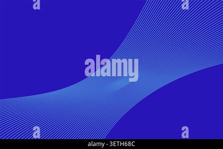 Dynamic flowing wave lines set against a deep blue background. Visual represents data flow and digital connectivity, creating modern and technological Stock Vector