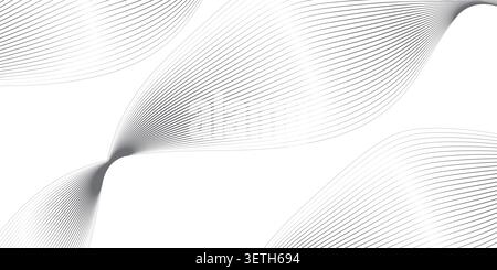 White background, thin gray lines, abstract wave shapes, graceful flow, elegant design, modern art, digital illustration, smooth curves Stock Vector
