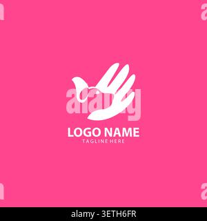human hand and pet in negative space logo vector icon illustration Stock Vector