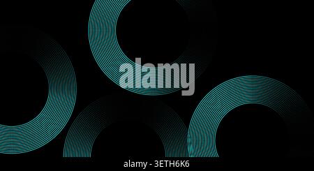 Modern abstract background with cyan colored flowing geometric shapes. Smooth lines and gradient add a sophisticated, artistic touch to this dark digi Stock Vector
