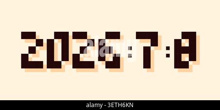 Pixel art Christmas text 2026, 2027 and 2028. Stock Vector