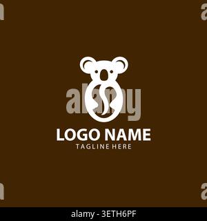 vintage koala cafe logo,cafe logo inspiration Stock Vector