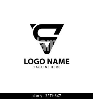 letter Vs or Sv triangle abstract monogram logo design Stock Vector