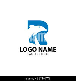 Vector Logo Featuring The Letter R And Dolphin Illustration For Brand Identity Stock Vector