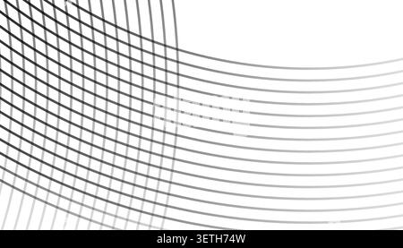 Abstract design with a grid of parallel lines on left, gradually fading into white. Grey tones create a smooth gradient effect on white background. Stock Vector