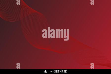 Abstract dark red background showcases delicate flowing crimson wave lines. Smooth, elegant design creates a subtle sense of movement and sophisticati Stock Vector