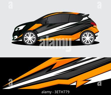 Graphic abstract stripe racing background kit designs for vehicle, race car, rally, adventure Stock Vector