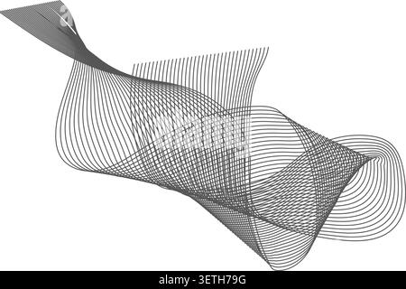Sleek composition of flowing black and red delicate lines. Deep turquoise to navy blue color transition. Sophisticated aesthetic for professional mark Stock Vector