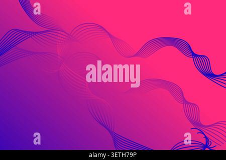 Energetic abstract background with undulating lines. Seamless transition from pink to blue hues, creating dynamic visual flow. Modern graphic element. Stock Vector