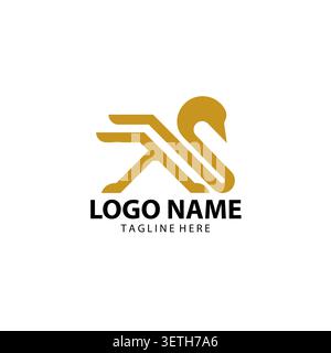 modern swan logo icon. Luxury cosmetic brand template. Vector illustration design template Stock Vector