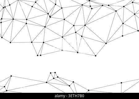 Geometric pattern with nodes and connections. Digital network concept. Futuristic abstract background with intersecting lines and points. Stock Vector