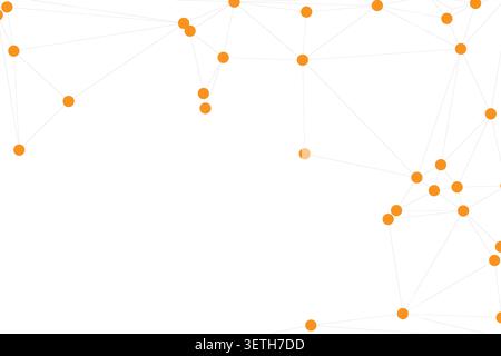 Abstract network connections, orange dots linked by lines, digital data, technology, communication, science, digital web, creative concept Stock Vector