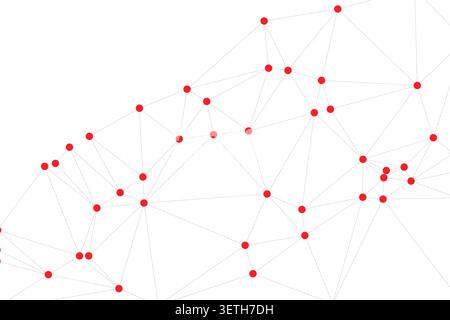 Abstract network structure, red nodes linked by lines, digital technology, data connectivity, communication concept, science, web elements Stock Vector