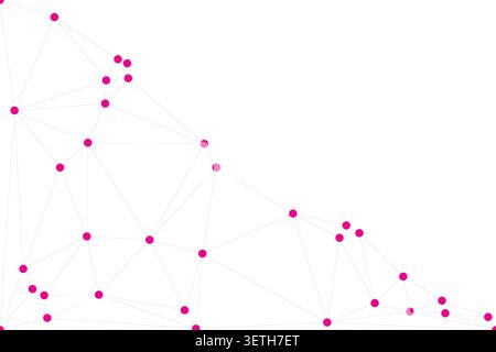 Abstract graphic with pink nodes and connecting lines. Geometric pattern representing connection and network. Stock Vector
