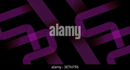 Intricate pattern of glowing magenta curves and straight edges. Dynamic composition suggesting movement and data transfer. Professional background for Stock Vector
