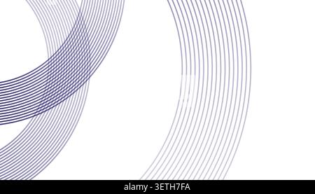 Abstract composition with flowing curved lines in shades of purple and gray. Smooth arc shapes create a sense of movement against a clean white backdr Stock Vector
