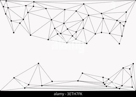 Abstract architectural or engineering sketch showing mirrored top and bottom geometric clusters. Technical drawing style with sharp black circles and Stock Vector