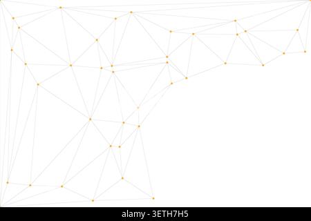 Abstract geometric pattern with yellow dots connected by gray lines. Triangulation, network concept. Clean white background, scientific or tech theme. Stock Vector