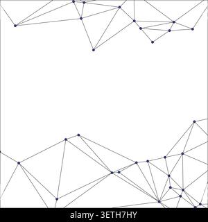 Network of blue dots connected by lines forming geometric shapes. Abstract background with digital connections and data visualization. Stock Vector