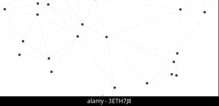 Abstract geometric arrangement with blue dots and thin lines. Clean background with digital network concept and interconnected elements. Stock Vector