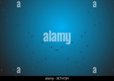 Dark blue glowing tech backdrop featuring mirrored geometric structures. Ideal for cybersecurity themes, artificial intelligence visualization, server Stock Vector