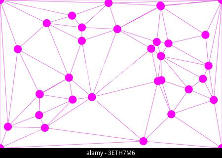 Geometric network abstract background. Connecting dots and lines, digital network visualization. Triangulated surface pattern for technology concept. Stock Vector