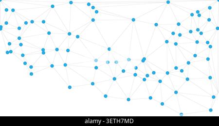 Abstract background showing light blue dots linked by thin white lines, creating a geometric network. organized and modern graphic design, forming abs Stock Vector