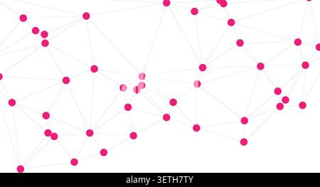 Abstract network design, pink nodes connected by lines, digital communication, data transfer, technology concept, web structure, science Stock Vector