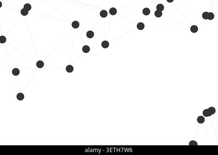 Minimalist digital communication concept featuring geometric dots and connecting thin lines. Clean technological pattern useful for data structure vis Stock Vector