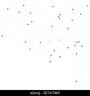 Intricate network of blue dots and light gray lines on a white background, symbolizing complex data systems, technology, and digital connections. Stock Vector