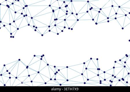 Network structure abstract background. Dark blue dots connected by blue lines. Digital connections concept. Technology and science theme. Stock Vector