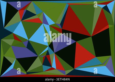 Dynamic composition of sharp polygons featuring red blue green and black shades creating futuristic visual effect with sharp edges clean lines contemp Stock Vector