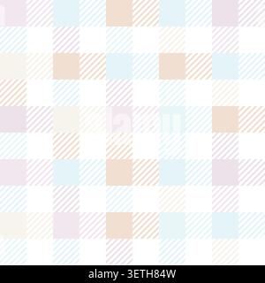 Checkered gingham print, spring picnic tablecloth plaid seamless pattern. Square tartan background for Easter decor Stock Vector