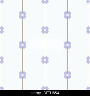 Flower pattern simple stripes minimal background with flowers. Farmhouse dark backdrop and floral lines grandmillenial style Stock Vector