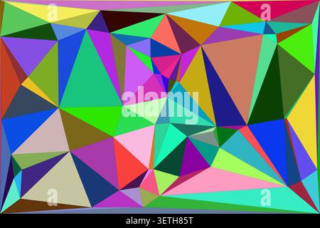 Lively abstract polygonal background, vibrant mosaic, multicolored geometric shapes, dynamic digital texture, intricate modern pattern, artistic backd Stock Vector