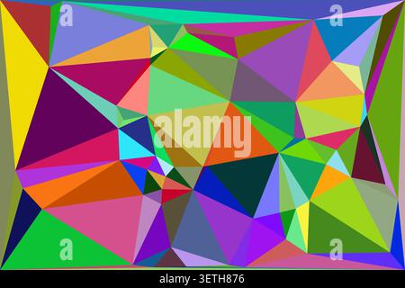Colorful geometric shapes creating abstract background. Dynamic triangular patterns, modern digital art, vibrant polygon art for design. Stock Vector