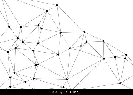 Abstract low poly design with interconnected dots creating a geometric network pattern. futuristic visual, technology concept, digital data representa Stock Vector