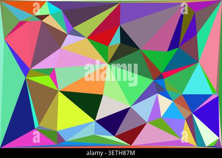Kaleidoscope of vibrant, colorful geometric shapes. Dynamic abstract art with triangles and polygons, creating a lively background. Stock Vector