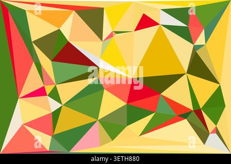 Colorful abstract geometric composition. Dynamic polygonal shapes, low poly art style. Vibrant triangles and polygons creating modern background. Stock Vector