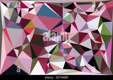 Abstract geometric art using triangles and polygons in shades of pink and purple. Modern digital design, vibrant background, colorful mosaic. Stock Vector