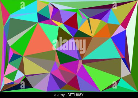 Bright abstract background with overlapping colorful triangles. Geometric polygons create a dynamic, modern visual texture. Stock Vector