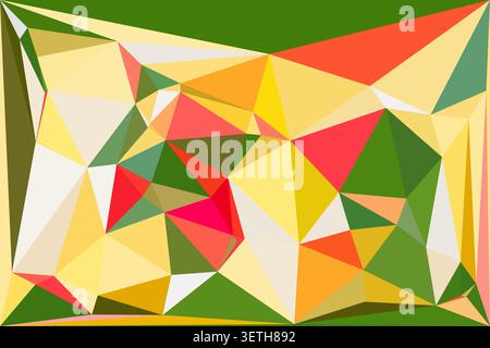 Dynamic composition of colorful triangles creates modern artistic pattern. Sharp edges and bold hues define this contemporary abstract design suitable Stock Vector