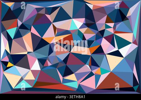 Abstract geometric mosaic design with angular shapes and vibrant colors, contemporary low poly art style, intricate pattern for background or wallpape Stock Vector
