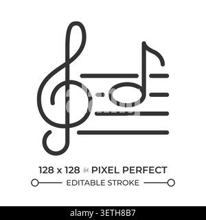 Musical notes pixel perfect line icon Stock Vector