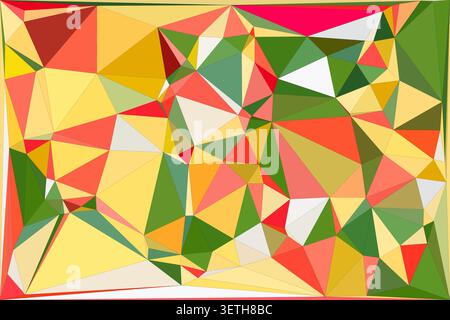 Multi colored low poly art illustration featuring sharp edges and creative geometric composition. Modern digital artwork showcases various shades of y Stock Vector