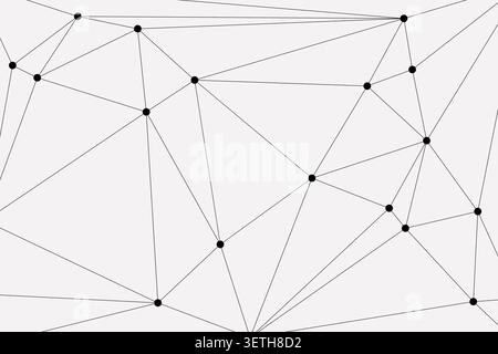 Abstract geometric pattern formed by dots and lines. Simple wireframe mesh network. Digital illustration. Minimalist connection. Stock Vector
