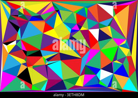 vibrant abstract geometric pattern with colorful triangles and sharp edges, digital art, dynamic mosaic. Stock Vector