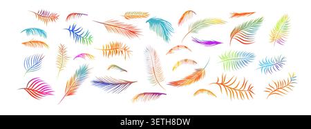 colored objects palm leaves set . Hand drawn. Not AI, vector illustration. Stock Vector